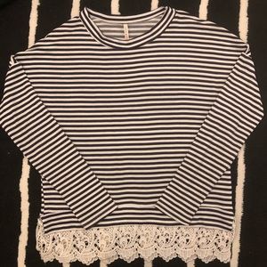 Lime n Chili striped long sleeve lace-y sweater